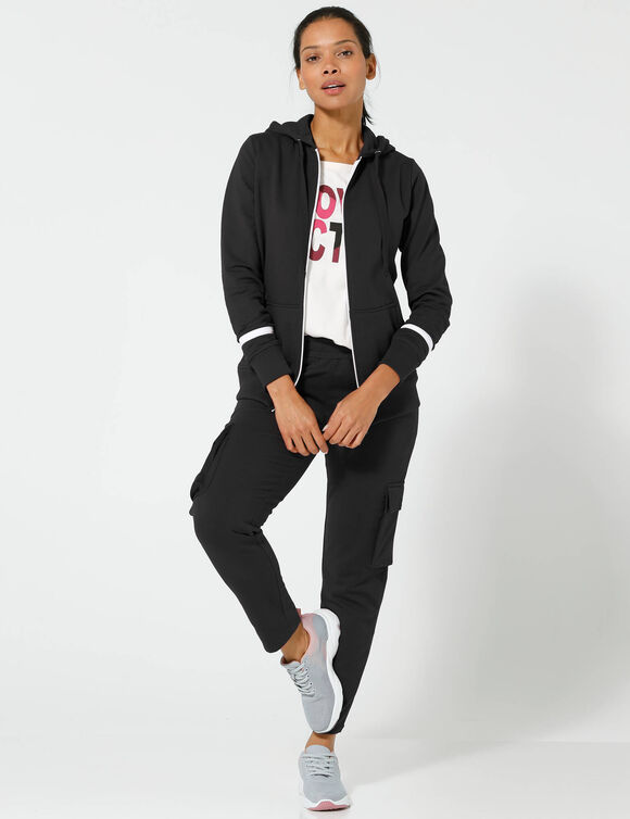 Veste bicolore zippée molleton gratté (noir / blanc) Veste bicolore zippée molleton gratté (noir / blanc)